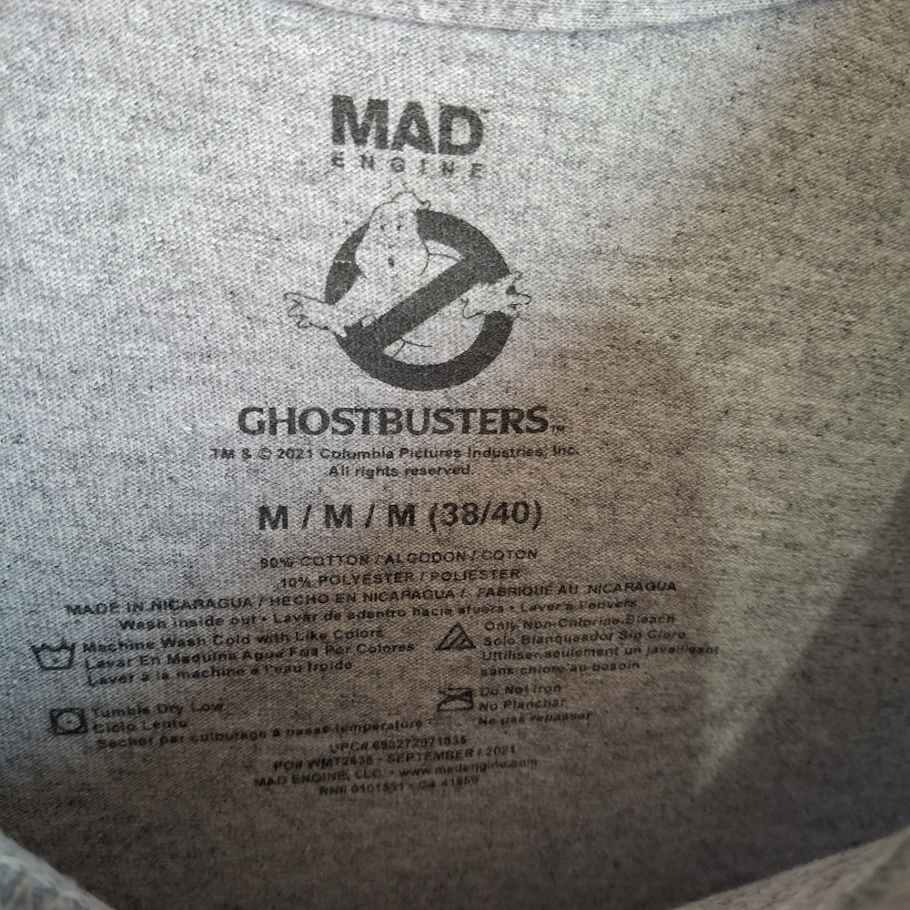 Ghostbusters Gray Mens Medium Ribneck Tshirt M Grey - Picture 6 of 6